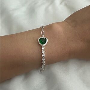 925 tennis simulated emerald bracelet
